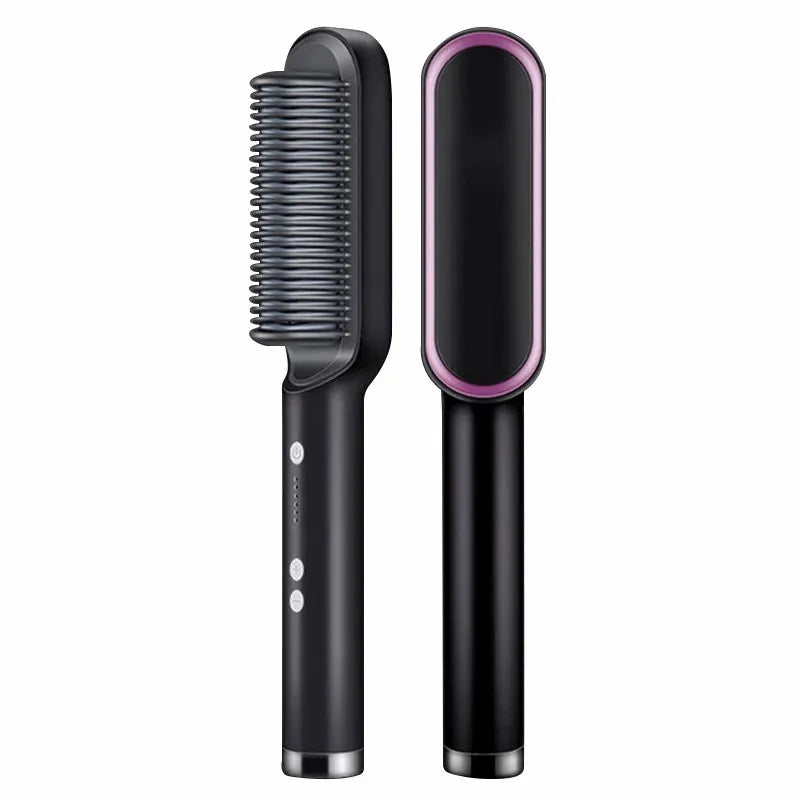 New Hair Straightener Ceramic Hot Comb 2 in 1 Electric Straighten Hair Brush Negative Ion Anti-Scalding Styling Tool