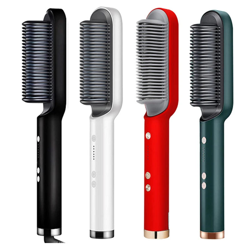 New Hair Straightener Ceramic Hot Comb 2 in 1 Electric Straighten Hair Brush Negative Ion Anti-Scalding Styling Tool